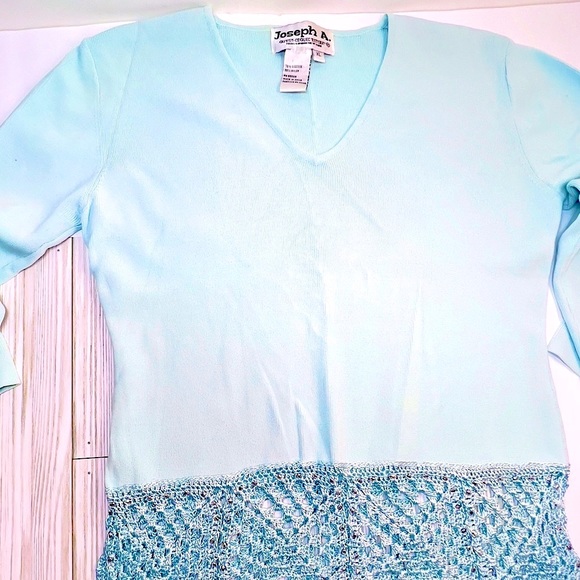 Joseph A Sky Blue Knit Hem Blouse - Picture 8 of 13